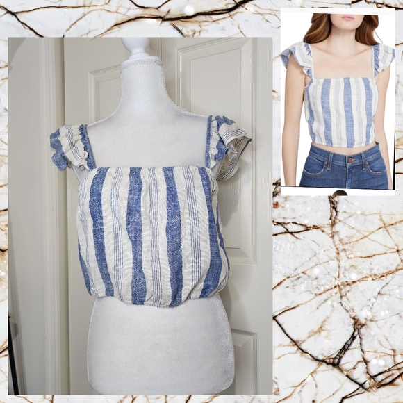 Alice & Olivia Celestial Flutter Sleeve Crop Top Sz L - Picture 2 of 5